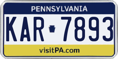 PA license plate KAR7893