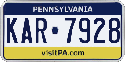 PA license plate KAR7928