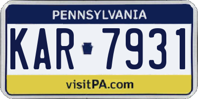 PA license plate KAR7931