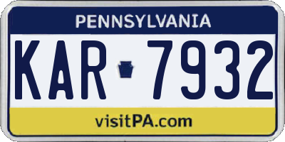 PA license plate KAR7932