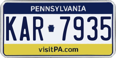PA license plate KAR7935