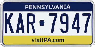 PA license plate KAR7947