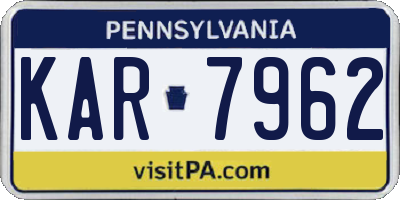 PA license plate KAR7962