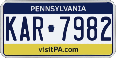 PA license plate KAR7982