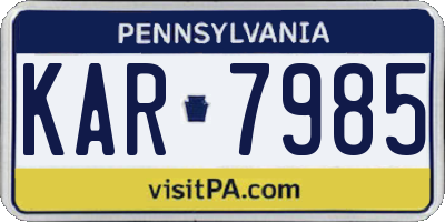 PA license plate KAR7985