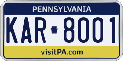 PA license plate KAR8001