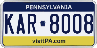 PA license plate KAR8008