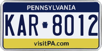 PA license plate KAR8012