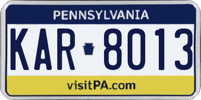 PA license plate KAR8013
