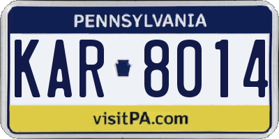 PA license plate KAR8014