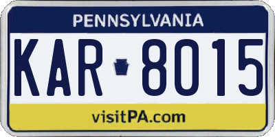 PA license plate KAR8015