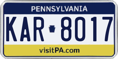 PA license plate KAR8017