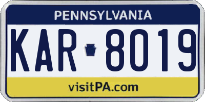 PA license plate KAR8019