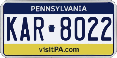 PA license plate KAR8022