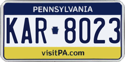 PA license plate KAR8023