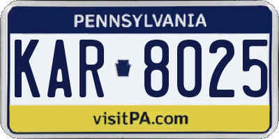 PA license plate KAR8025