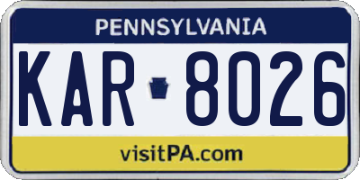 PA license plate KAR8026