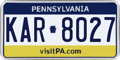 PA license plate KAR8027