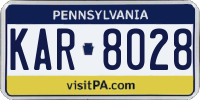 PA license plate KAR8028