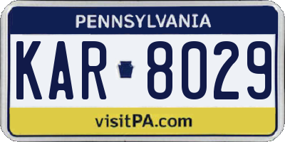 PA license plate KAR8029
