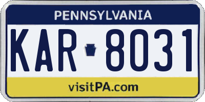 PA license plate KAR8031
