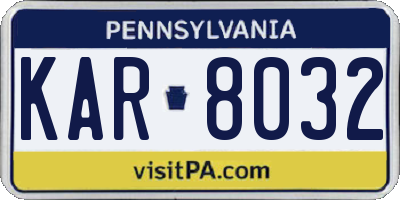 PA license plate KAR8032