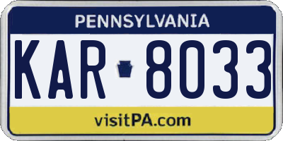 PA license plate KAR8033