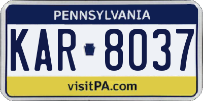 PA license plate KAR8037