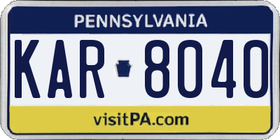 PA license plate KAR8040