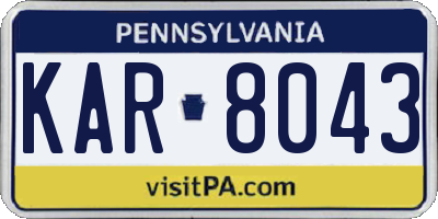 PA license plate KAR8043