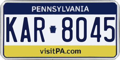 PA license plate KAR8045