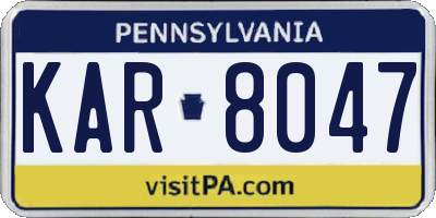 PA license plate KAR8047