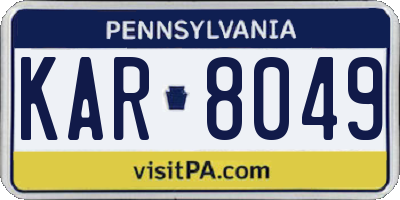 PA license plate KAR8049