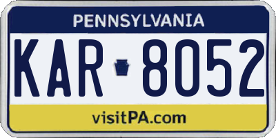 PA license plate KAR8052