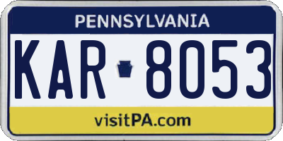 PA license plate KAR8053