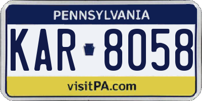 PA license plate KAR8058