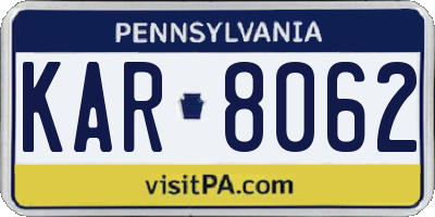 PA license plate KAR8062