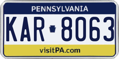 PA license plate KAR8063