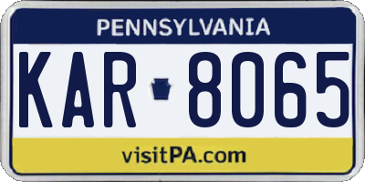 PA license plate KAR8065