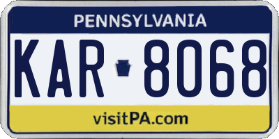 PA license plate KAR8068
