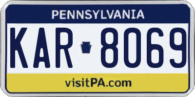PA license plate KAR8069