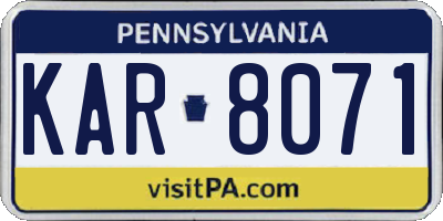 PA license plate KAR8071