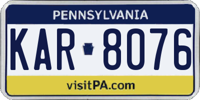 PA license plate KAR8076