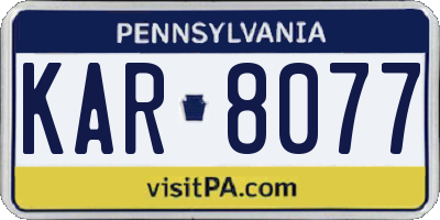 PA license plate KAR8077