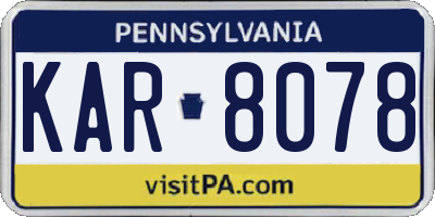 PA license plate KAR8078