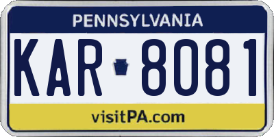 PA license plate KAR8081