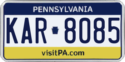 PA license plate KAR8085