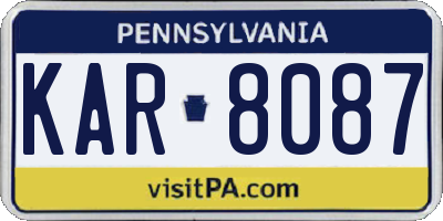 PA license plate KAR8087