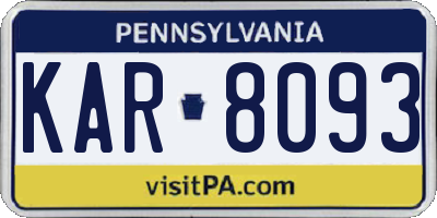 PA license plate KAR8093