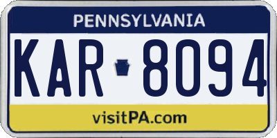 PA license plate KAR8094